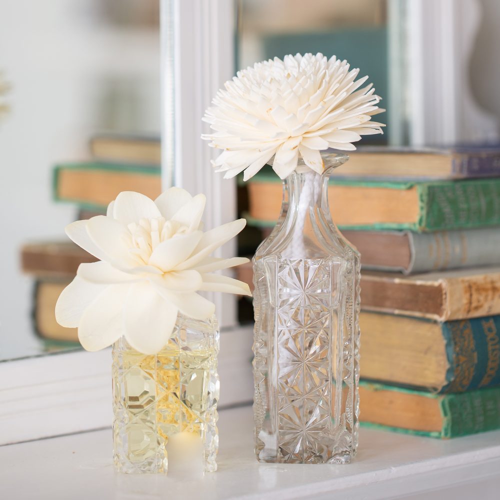 large heavy cut vintage glass diffuser bottles