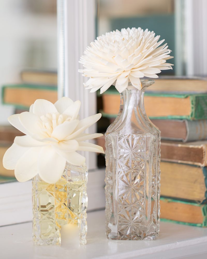 large heavy cut vintage glass diffuser bottles