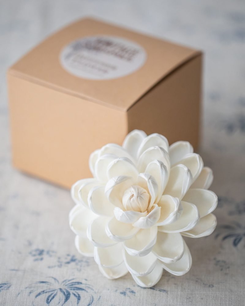 Large Diffuser Flower - Lotus close up on vintage tablecloth